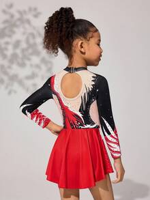 Bộ đồ thể thao tập luyện thi đấu thể dục nhịp điệu chuyên nghiệp phối màu tương phản dành cho bé gái. - Nhiều màu - Xem 2