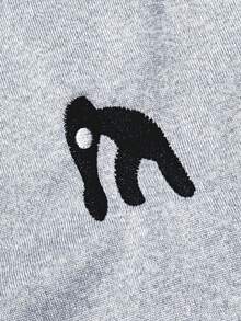 Resyla Embroidered Pattern V-Neck T-Shirt, Fashionable & Minimalist, A Great Gift For Friends - Light Grey - View 3