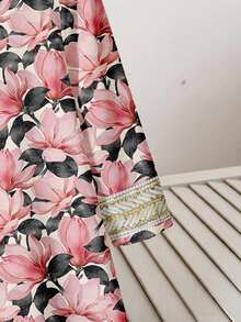 SHEIN DRMZ 女童火烈鸟印花长袖连衣裙，度假风；秋季女童粉色花卉阿拉伯长袍，优雅花卉领，休闲简约传统长袖阿拉伯连衣裙，适合春夏穿着；优雅端庄的长袖连衣裙，祈祷长袍，舒适休闲，度假风；端庄的卡夫坦长袍；儿童阿拉伯长袍；女童巴基斯坦传统长袍 - 彩色 - 查看 7