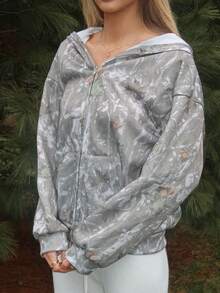 Sydney Algeri 女士秋冬外出街头风情侣同款/情侣同款/基础款/外出针织迷彩保暖内衬拉链宽松长袖卫衣 - 彩色 - 查看 4