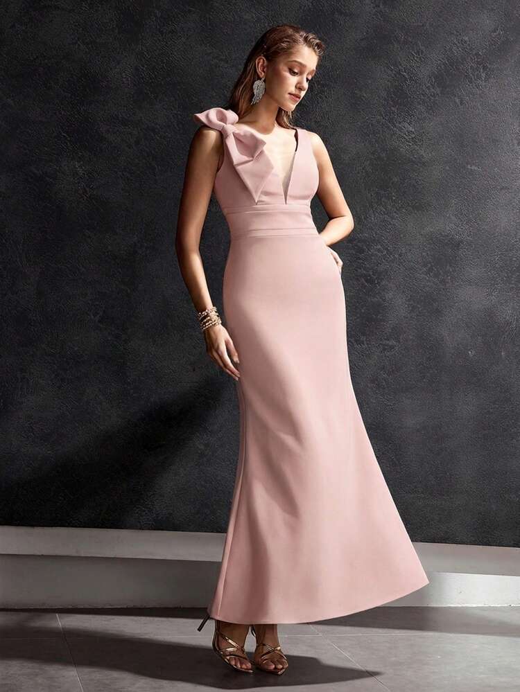 MOTF Soiréza DEEP V-NECK BIG BOW DETAIL MERMAID HEM PROM DRESS