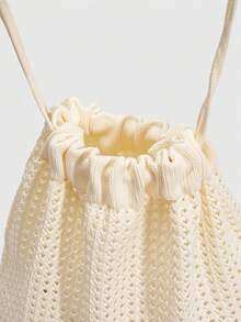 ROMWE Fairycore 1Pc Summer Vacation-Style Backpack For Spring, Featuring Star And Shell Decorations, A Unique Beach Bag With Large Capacity And A Fashionable Double-Shoulder Vacation Bag - Off-white 1 - View 7