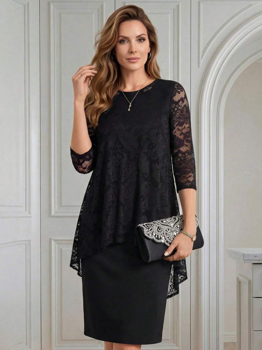 Miaspire Chiếc đầm hè thanh lịch dành cho nữ này có màu đen tuyền cổ điển, toát lên vẻ sang trọng và hoàn toàn phù hợp với phong cách lãng mạn và tinh tế của ngày Valentine. Họa tiết hoa được làm từ chất liệu ren toàn bộ với các chi tiết đục lỗ, thể hiện sự thanh lịch tinh tế và thời trang. Thiết kế kiểu 2 trong 1 nhiều lớp với tay áo dài ngang gối rộng rãi. Lớp ren ngoài tạo cảm giác nhẹ nhàng và thoáng mát, trong khi lớp váy bên trong ôm sát tôn lên vóc dáng. Thích hợp cho mùa xuân và mùa thu, có thể kết hợp với các phụ kiện tươi sáng để làm nổi bật vẻ ngoài trong ngày Valentine, hoặc khoác thêm áo blazer để có vẻ ngoài chuyên nghiệp hơn cho trang phục hàng ngày. Hoàn hảo cho những buổi hẹn hò ngày Valentine và những buổi gặp gỡ thân mật, chiếc đầm này truyền tải sự thanh lịch với nền đen tuyền đồng thời thể hiện gu thời trang tinh tế với các chi tiết ren. Đây là sự lựa chọn đa năng và thiết thực cho mọi mùa. Trang phục mùa hè - màu đen - Xem 1