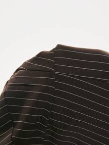 Poéselle 女士休闲性感波西米亚度假风条纹印花露背串珠打结吊带上衣，夏季 - 咖啡棕 - 查看 9