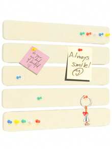 5条/包 带图钉的公告板条，自粘式公告板条，适用于墙面毛毡软木板，可粘贴便签，返校季必备 - 米色 - 查看 6