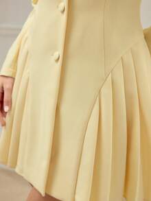 MOTF PREMIUM WOMEN'S SPRING/SUMMER SUIT SILHOUETTE PLEATED ELEGANT SHORT DRESS FOR DATES - Yellow - View 2