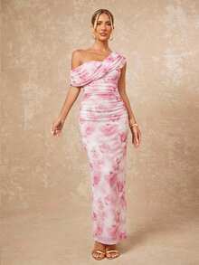 Lumalex Váy dài ôm sát người phong cách Bohemian, thích hợp cho kỳ nghỉ hè 2025, lễ Phục Sinh, tiệc ngoài trời, lễ cưới, lễ cưới người lớn, tiệc tựu trường, tiệc thanh lịch Angola màu đỏ lưới, lệch vai, xếp ly, trang trí. - trắng - Xem 5