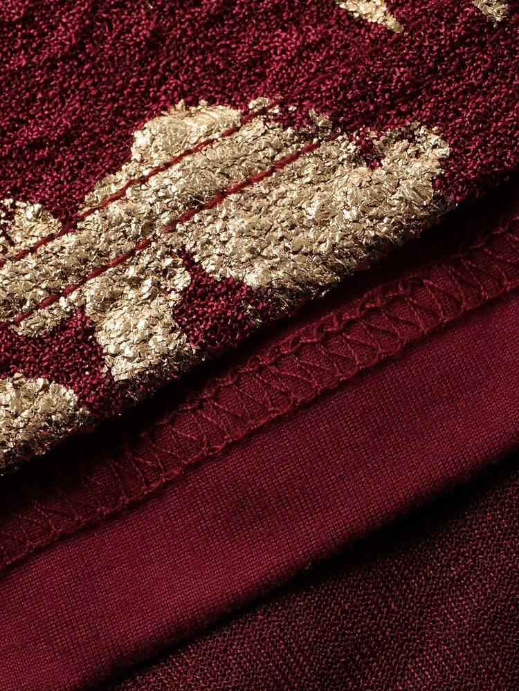 Women's Elegant Floral Textured Round Neck Mermaid Midi Dress, Summer Wedding Guest Dress Sundress