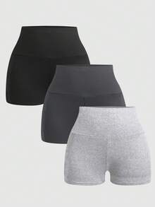 Girlism 4件套少女纯色高腰休闲针织瑜伽骑行短裤，带手机袋，运动休闲风，春夏款 - 彩色 - 查看 4