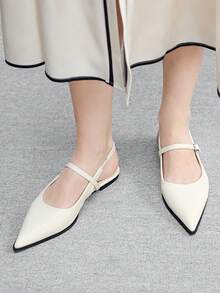 CUCCOO BIZCHIC Women's Comfortable Versatile Pointed Toe Backstrap Shoes, Elegant And Charming Loafers - Beige - View 5