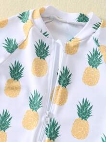 SHEIN 2pcs/Set Lemon Print Unisex Baby Swimsuit With Sun Hat, Summer Beach/Pool Vacation Outfit - Multicolor - View 7