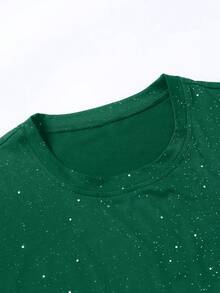 Claim Dot 男士圆领短袖休闲银箔星形T恤 - 墨綠色 - 查看 4