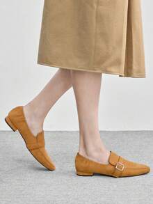 CUCCOO BIZCHIC Women's Buckle Design Casual Fashionable Flat Shoes Valentine's Day - Brown - View 5