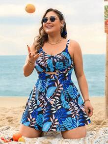 Swim Lushoire Bộ tankini nữ cỡ lớn in họa tiết ngẫu nhiên, lưng chéo, kiểu dáng kín đáo và thanh lịch, thích hợp cho tiệc tùng, bãi biển, hồ bơi và kỳ nghỉ. - Nhiều màu - Xem 7