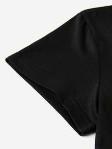 SHEIN LUNE Yoga Slogan Graphic Crop Sports Tee Gym Women Shirts - Black - View 4