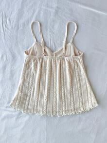 黑色衬衫，秋季服装，夏季修身不对称蕾丝长袖T恤，下摆拼接荷叶边设计，上衣，四季必备，舒适高弹面料，24 BOHO - 杏色 - 查看 2