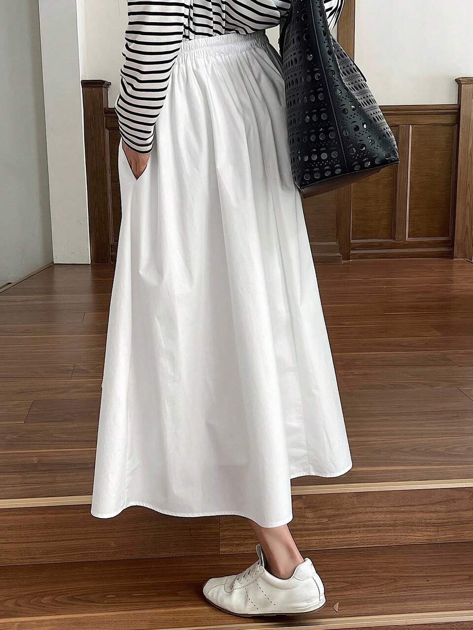 Women's Solid Color Pleated Casual Versatile Daily Skirt Summer