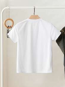 Lalippa Women's Casual Commuter Short Sleeve White T-Shirt With Faux Pearl Studded Contrast Butterfly Pattern, Summer - White - View 2