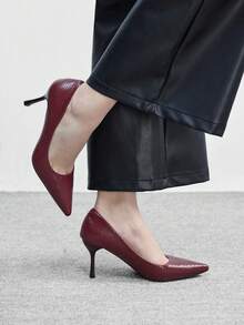 CUCCOO BIZCHIC 女士尖头高跟鞋 - 纯深棕色，复古法式风格，细跟设计，适合春季、春假、复活节、舞会等场合。 - 玫瑰紅 - 查看 3