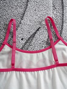 SHEIN HOT STUFF Tween Girl Summer Cute Cartoon Heart Print Ringer Cami Top & Boyshorts Underwear Set - White - View 6