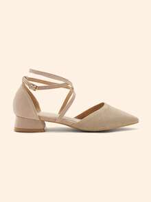 CUCCOO BASICS Women's Casual Versatile Commute Pointed Toe Buckle Pumps Valentine's Day Spring Shoes - Apricot - View 6