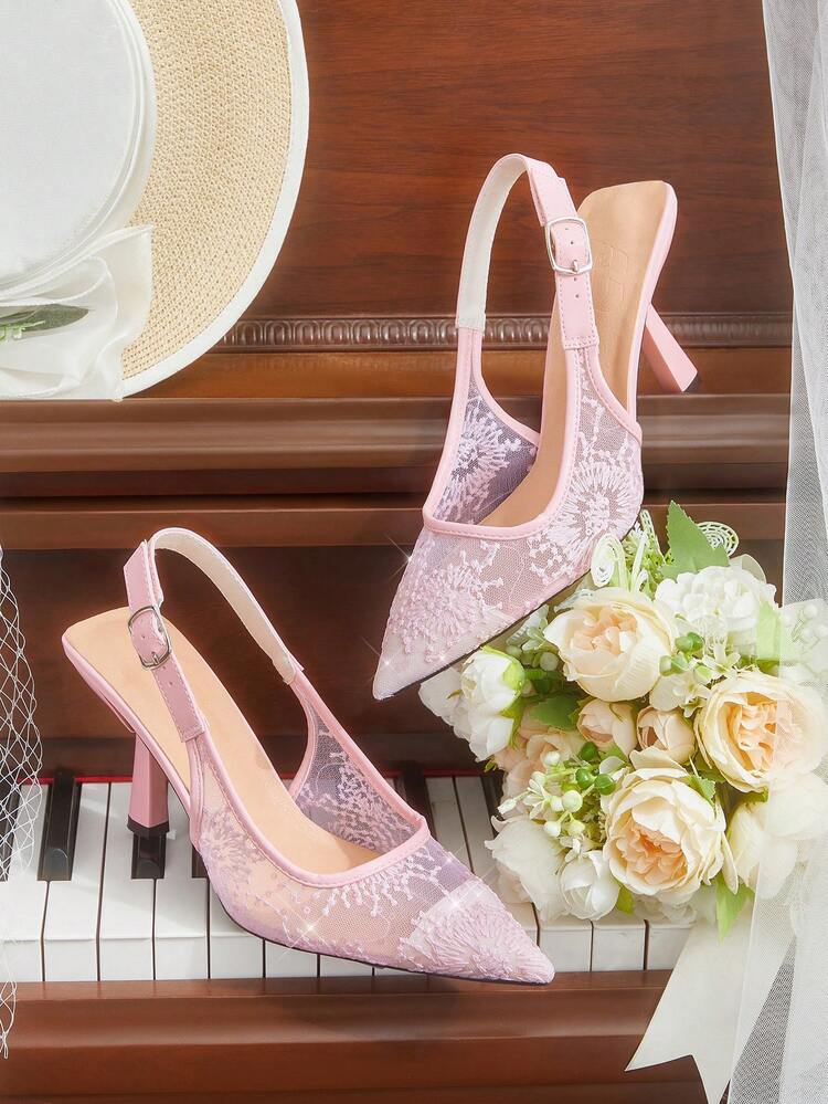 CUCCOO HITCHD Women's Pointed Toe Buckle Design Fashionable High Heels, Versatile For Daily Wear Valentine's Day Elegant Shoes Wedding Shoes Summer Shoes Bride Shoes