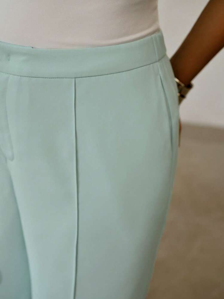 PLUS SIZE WOMEN'S PINTUCK WIDE LEG SUIT PANTS, SPRING/SUMMER