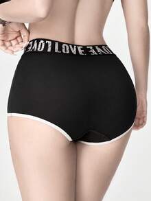 ROMWE Women's Dark Gothic Star Ribbon High Elastic Leggings - Black - View 2