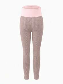 Modmama 2pcs Maternity Solid Color Basic Knitted Leggings, Casual Daily Wear - Pink - View 7