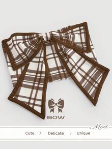 SHEIN MOD 女士格子蝴蝶结装饰时尚抹胸上衣 - 咖啡棕 - 查看 3