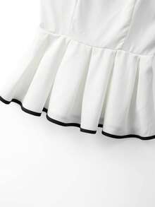Franclia Women's Elegant Black And White Color-Blocked Camisole Top,Strapless Babydoll Peplum Cami, Bustier For Summer Holiday Dining Vacation Wear - White - View 4