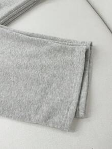 Airaco Fashionable Streetwear Casual Comfortable Women Deep V-Neck Sweatshirt Set - Grey - View 3