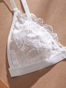 2pcs Sexy Lace Patchwork Front Closure Women Lingerie Set - White - View 5