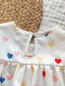 SHEIN Vintaside Kids 女嬰幼兒/新生兒 0-3 歲休閒可愛甜美趣味荷葉袖洋裝，適合春夏季日常穿著與外出 - 彩色 - 查看 7