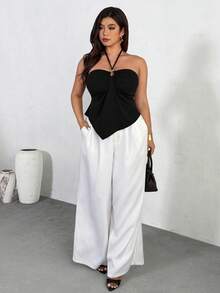 Firerie 大码女式金属装饰时尚吊带背心 - 黑色 - 查看 5