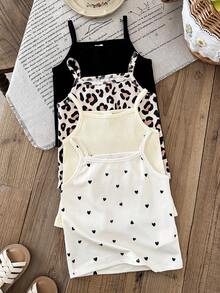 SHEIN Baby Girl Ribbed Casual Versatile Camisole - Multicolor - View 6