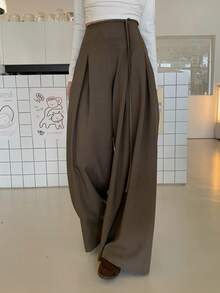 DAZY Women's Loose Casual Wide Leg Pants, Stylish And Versatile, Spring/Autumn - Coffee Brown - View 1