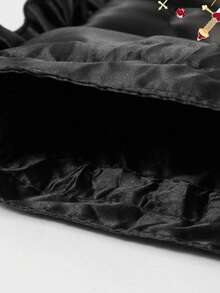 ROMWE Grunge Punk Heart & Cross Print Travel Drawstring Pouch, Portable Makeup Bag, Gift - Black - View 4