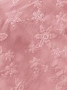 SHEIN Clasi Áo kiểu nữ cổ tròn tay lửng thêu họa tiết đục lỗ, thanh lịch, thích hợp mặc hàng ngày, đi nghỉ mát, mùa xuân/hè. - Hồng - Xem 7