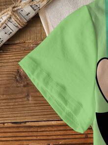 THE POWERPUFF GIRLS X SHEIN Young Girl Blossom, Bubbles, Buttercup Pattern Round Neck Short Sleeve T-Shirt - Multicolor - View 14