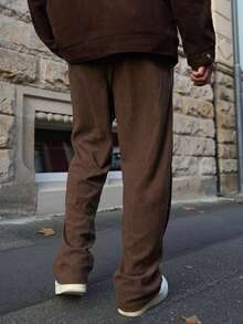 Artur Kramer 2 buc/set pantaloni casual din catifea reiată pentru bărbați, cu picior drept, pantaloni de trening versatili, croială lejeră, pentru primăvară și toamnă - Multicolor - Vizualizare 2