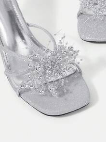 CUCCOO HITCHD 女士镶钻装饰奢华时尚优雅高跟凉鞋 - 銀色 - 查看 11