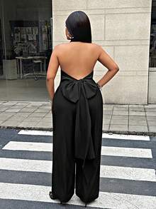 Maweii Women Plus Size 2 Piece Set,Sleeveless Turtleneck Solid Color Top & Elastic Waist Wide Leg Pants,Elegant Black Summer Night Party Commuting Outfit - Black - View 1