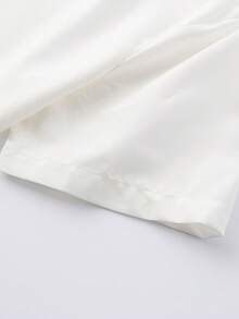 EGENSIO 男士立领纯色撞色蕾丝单排扣短袖衬衫 - 白色 - 查看 5