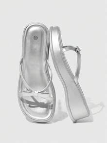 HighSole French Bow Slippers Women Wear New Style Slippers With Skirts And Soft Soles In Summer. - Silver - View 3