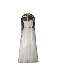1Pc 160/180cm Clothes Hanging Dust Cover Clear Garment Bags Home Storage Bag Dress Suit Coat Dust Cover Wardrobe Hanging Clothing Organizers Tail Wedding Dress Dust Cover - Clear - View 8