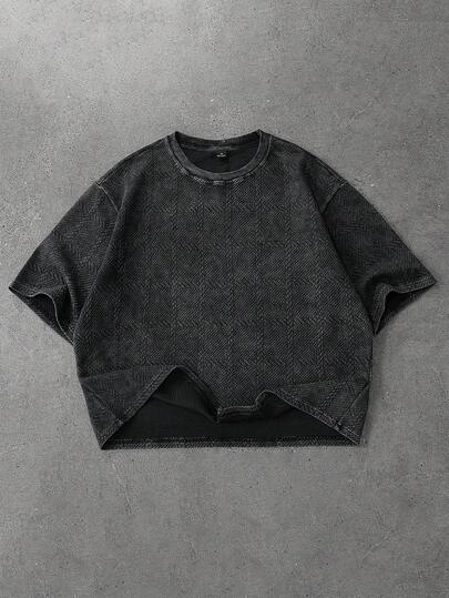 PAVTROS 男士短袖T恤，提花面料，水洗做旧处理，纯棉材质，宽松短款版型，适合运动、休闲、通勤、度假、返校等场合，是送给男友/老公的绝佳礼物，男女皆宜。