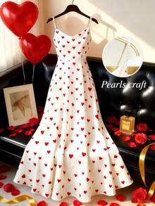 Chiquease 波点吊带珍珠装饰女式连衣裙 心形连衣裙 珍珠连衣裙 女士优雅连衣裙 白色心形印花连衣裙 吊带连衣裙 夏季连衣裙 情人节连衣裙 沙滩连衣裙 婚礼派对连衣裙 伴娘连衣裙 节日连衣裙 度假连衣裙 白色和红色连衣裙 珍珠吊带连衣裙 女士吊带连衣裙 - 白色 - 查看 1