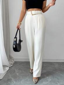 Modelyn New High Waist Versatile Slimming Elegant Casual/Work Wear Long Pants - Beige - View 5