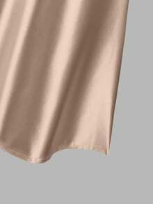 Sweetra Chân váy satin xếp ly ôm sát dáng đuôi cá màu trơn thanh lịch dành cho nữ dự tiệc, dạ hội. - Màu Khaki - Xem 3